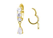 anneau charni&egrave;re titane gold triple zircons