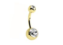 Banana Navel Steel Gold Fine Double Crystal White | Itc