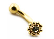 Micro Banana Steel PVD Gold Round Tribal Rhinestone | Itc