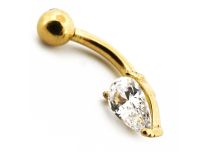 Micro Banana Steel PVD Gold ze strassowym wzorem kropli wody | Itc