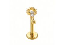 labret titane gold cl&eacute; porte bonheur