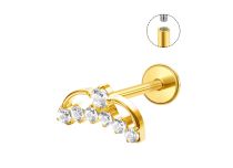 labret titane gold demi-lune zircons blancs