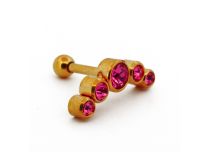 Sztanga Steel PVD Gold Special Tragus Strass Pink Ball | Itc