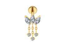 labret titane gold feuilles pampilles cristal blanc