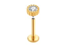 labret titane gold zircon rond serti perlé