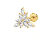 Labret titane PVD gold fleur p&eacute;tales &eacute;toil&eacute;s strass blanc ITC Piercing