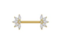 bijou teton titane gold rosace cristal blanc