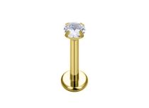 Labret Titane ASTM F136 pvd gold Stud griffé 0,8mm strass blanc | iTC