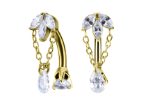 banane nombril acier gold chaine pendentif crystal