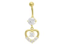 Banana Steel Fine Gold Heart Motif Set z białymi kryształami | Itc