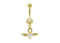 Banana Steel Fine Gold Fancy Winged Heart Set White Crystal | Itc