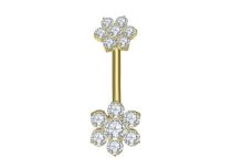 banane titane gold double fleur strass blanc