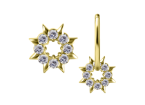 charm acier gold rosace etoile strass blanc sans anneau