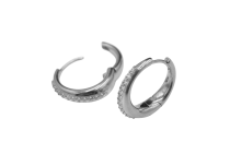 Paire d'oreille Cobalt Chrome CoCr Boucle Ronde Strass Blanc