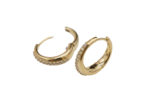 Paire d'oreille PVD GOLD Cobalt Chrome CoCr Boucle Ronde Strass Blanc