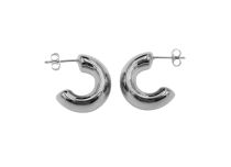 Paire de boucles d'oreille argentées rondes