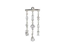 Accessoire piercing acier argenté avec 3 chaînes ornées de strass blancs