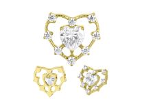 Accessoire interne titane PVD gold 0.9 mm motif cœur sertissable facetté