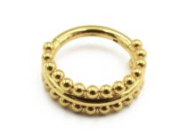 Anneau Titane PVD Gold Double Rangée de Billes