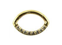 Anneau Titane PVD Gold Ballon de Rugby Strass