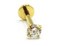 Labret titane doré PVD stérile avec strass griffé rond 