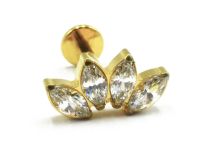 Labret Titane PVD Gold Interne Stérile motyw markizy 4 Strass | Itc