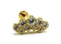 Labret Titanium PVD Gold Wewnętrzny sterylny wzór płomienia Strass | Itc