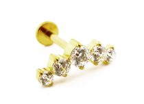 Labret Titanium PVD Gold Internal Sterile Strass Bow Pattern | Itc