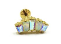 Labret Titanium PVD Gold Internal Sterile Blue Iridescent Strass Crown | Itc