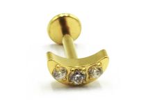 Labret Titane PVD Gold Interne Stérile motif Lune à Strass | Itc
