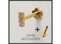 Labret Titanium PVD Gold Internal Sterile Pattern Bar 3 Strass | Itc