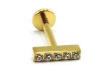 Labret Titanium PVD Gold Internal Sterile Pattern Bar 5 Strass | Itc