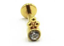 Labret Titanium PVD Gold Internal Sterile Pattern 3 Ball Strass White | Itc