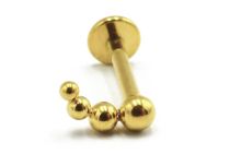 Labret Titanium PVD Gold Wewnętrzny sterylny wzór 4 zakrzywione kulki | Itc