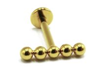 Labret Titanium PVD Gold Wewnętrzny sterylny wzór 5 prostych kulek | Itc