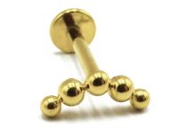 Labret Titanium PVD Gold Wewnętrzny sterylny wzór 5 zakrzywionych kulek | Itc