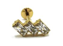 Labret Titanium PVD Gold Internal Sterile Rectangle Strass White | Itc