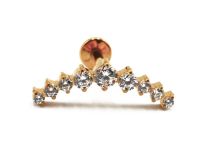 Labret Titanium PVD Gold Wewnętrzny sterylny wzór Korona 9 Strass Biały | Itc