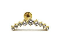 Labret Titanium PVD Gold Wewnętrzny sterylny wzór Korona 9 Strass Biały | Itc