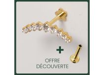 Labret Titanium PVD Gold Wewnętrzny sterylny wzór Korona 9 Strass Biały | Itc