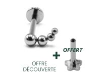Labret Titane Interne Stérile motif 4 Billes Courbés | Itc
