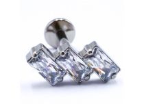 Labret Titane Interne Stérile Motif Rectangle Strass Blanc | Itc