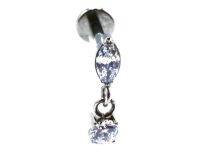 Labret Titane Interne Stérile Motif Ovale Pendentif à Strass Blanc | Itc