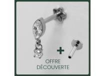 Labret Titane Interne Stérile Motif Ovale Pendentif à Strass Blanc | Itc