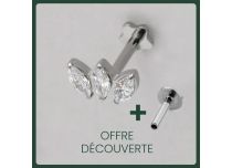 Labret Titane Interne Stérile motyw Marquise 3 Marquise à Strass Blanc | Itc