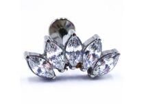 Labret Titane Interne Stérile Motif Couronne de 5 Strass Blanc | Itc