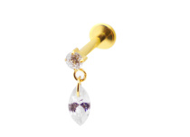 Labret Titanium PVD Gold Wewnętrzny sterylny strass i owalny wisiorek | Itc