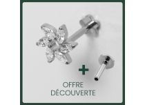 Labret Titane Interne Stérile motyw Fleur 6 Strass | Itc