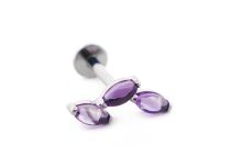 Labret Titane Interne Stérile motyw Marquise Couchés 3 Pierres Naturelles Coloré