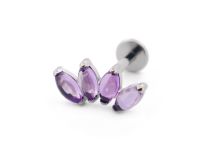 Labret Titane Interne Stérile motyw Marquise Arc de 4 Pierres Naturelles Colorés